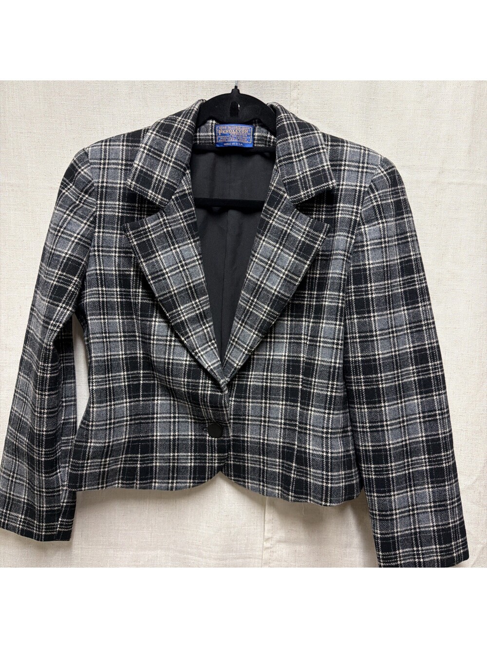Pendleton Made in the USA Womens Plaid Single-Breasted Blazer Sz S